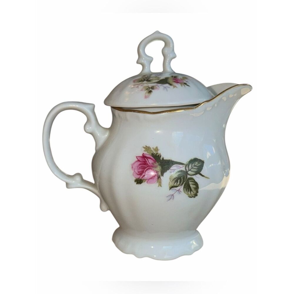 Vintage Norleans Heloise Fine China Creamer Pink Rose Gold Trim Japan